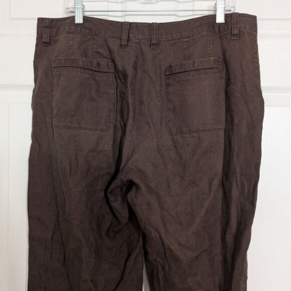 Eddie Bauer 100% Linen Pants Womens Size 14 Brown Casual Straight Leg Pockets - Picture 8 of 12